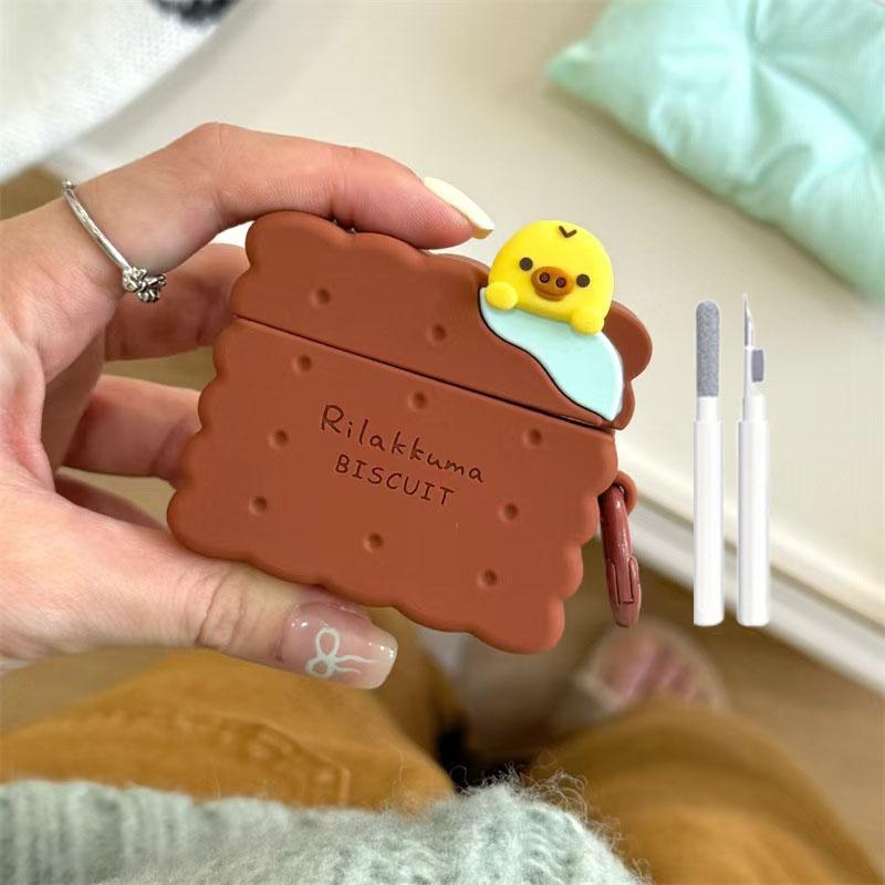 Cute Little Bear Biscuit Earphone Cover for Apple AirPods 1/2 Pro Pro2 3 4 Creative Cute Silicone Protective Cover