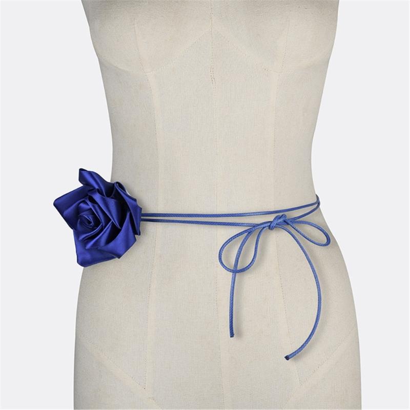 Ribbon Rose Flower Belt Adjustable Waistband Choker Necklace Waist Jewelry for Women Wedding Party Formal Event