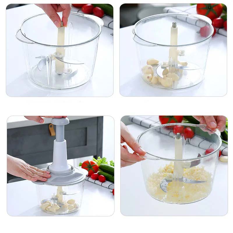 Manual Minced Vegetable Crusher Meat Grinder Machine Household Multi-function Cooking Machine Squeezed Fruit Juice Garlic Chopper Masher Shredded Tool