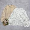 Johnature Japanese Embroidery Lace Polka Dot Shirt Spring Summer Casual Balloon Sleeve Shirt Women Loose Forest Tops