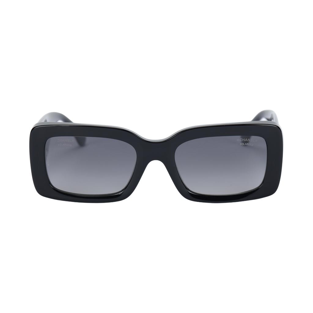 Chanel Logo Rectangle Sunglasses Unisex Sunglasses Black CH5534-C622/S8