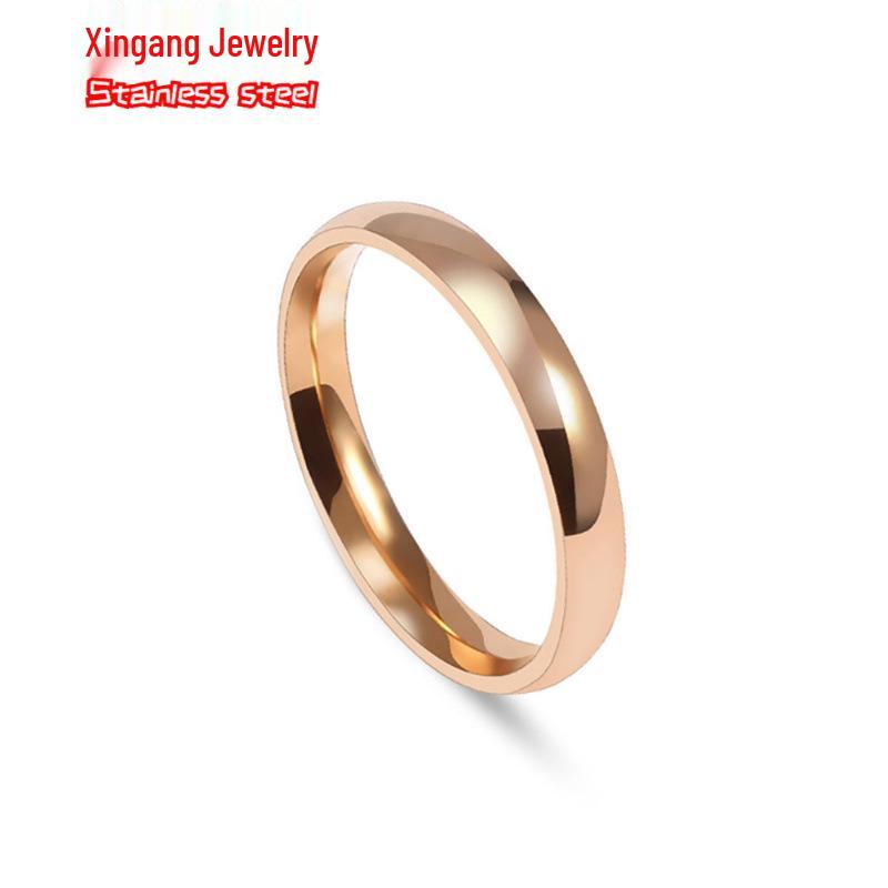 Minimalist 3mm Spherical Stainless Steel Polished Couple Ring - Non-Fading Titanium Steel Jewelry