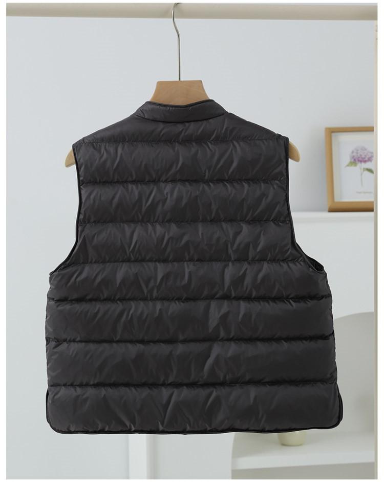 Women's Lightweight White Duck Down Vest - Warm, Versatile, Stand Collar, Autumn/Winter Fashion.