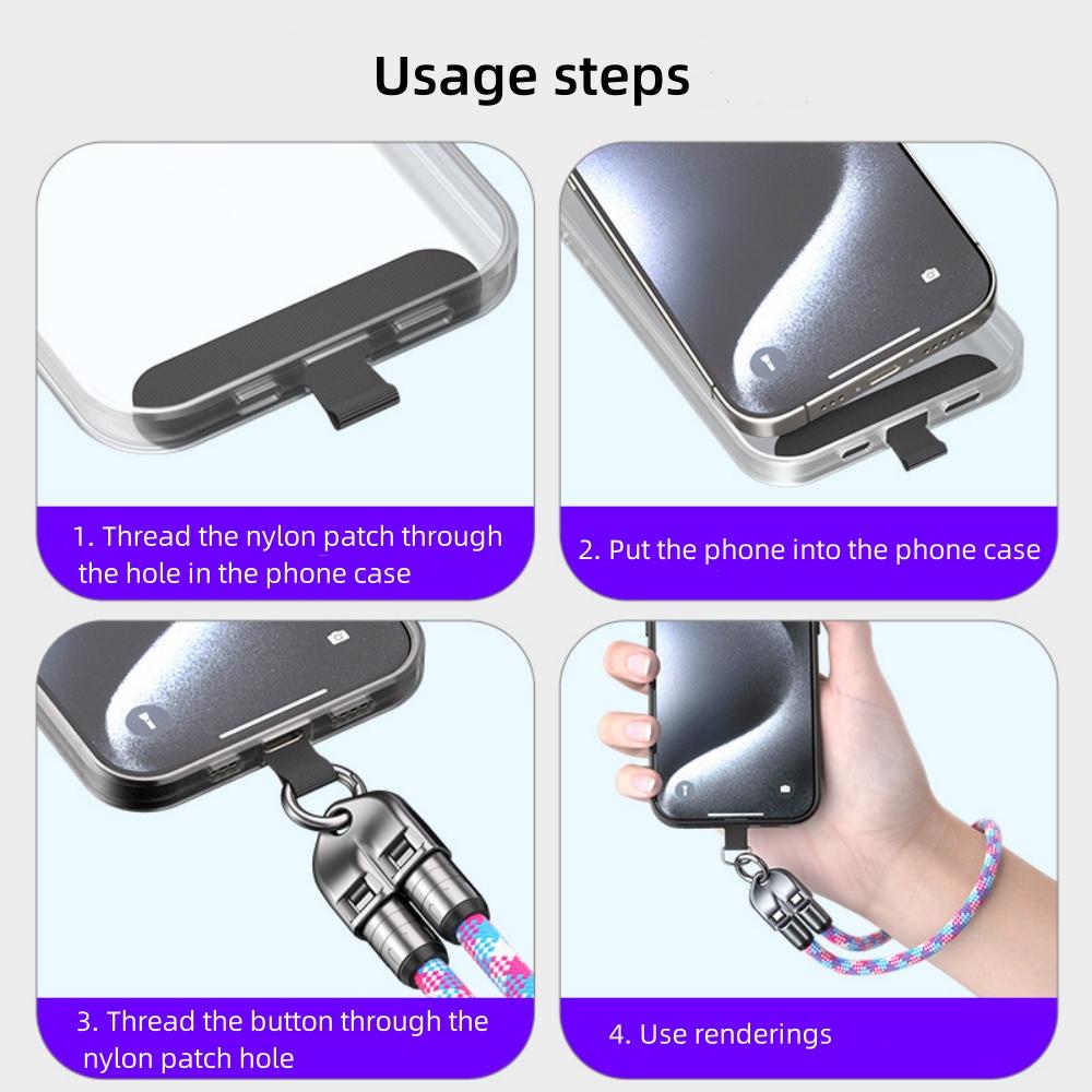 PD240W Phone Lanyard Charge Cable 2 in 1 USB-C to USB-C Super Fast Charge Data Cable Zinc Alloy Head Lanyard Fast Charging Cable