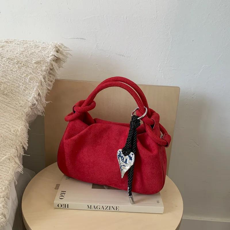 Small Suede Fashion Leather Shoulder Bags for Women 2026 Luxury Designer Brand Trend Crossbody Bag Females Short Handle Handbags