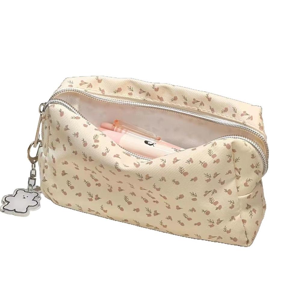 [5 yuan off for newcomers] Cream floral pencil bag, cute, simple printing, small, fresh girl, high-value pencil bag