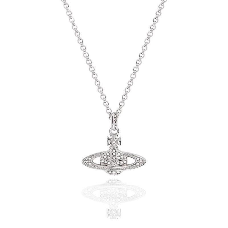 Vw Xijia Same Micro-Inlaid Diamond Three-Dimensional Saturn Necklace High Version Planet Pendant Light Luxury Accessories Women