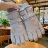 1 Pair Women Skiing Gloves Non-slip Waterproof Windproof Touchscreen Fleece Thermal Gloves Winter Cold Weather Warm Thick Outdoor Cycling Gloves