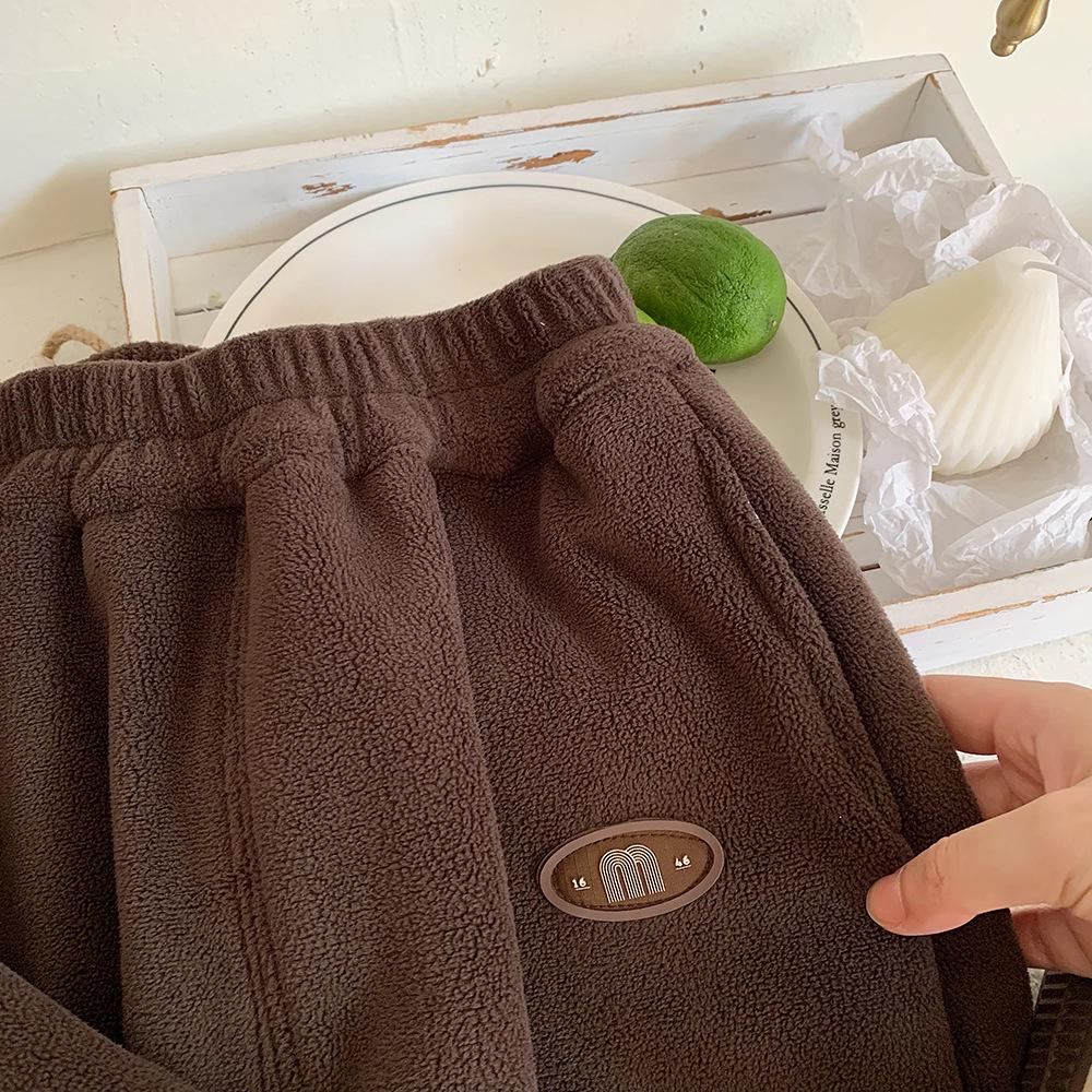 Kino Chlapecká zimní fleecová souprava: Korejský styl Zesílený teplý kabát a ležérní kalhoty dvoudílný