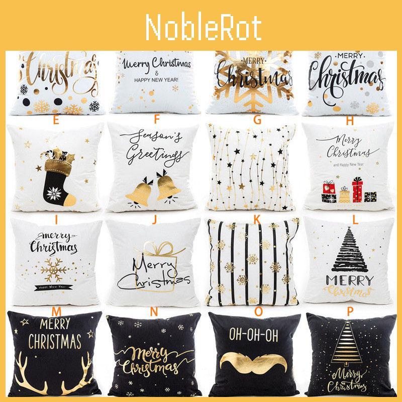 Elegant Christmas Pillow Case Glitter Cotton Linen Sofa Throw Cushion Cover For Home Decor