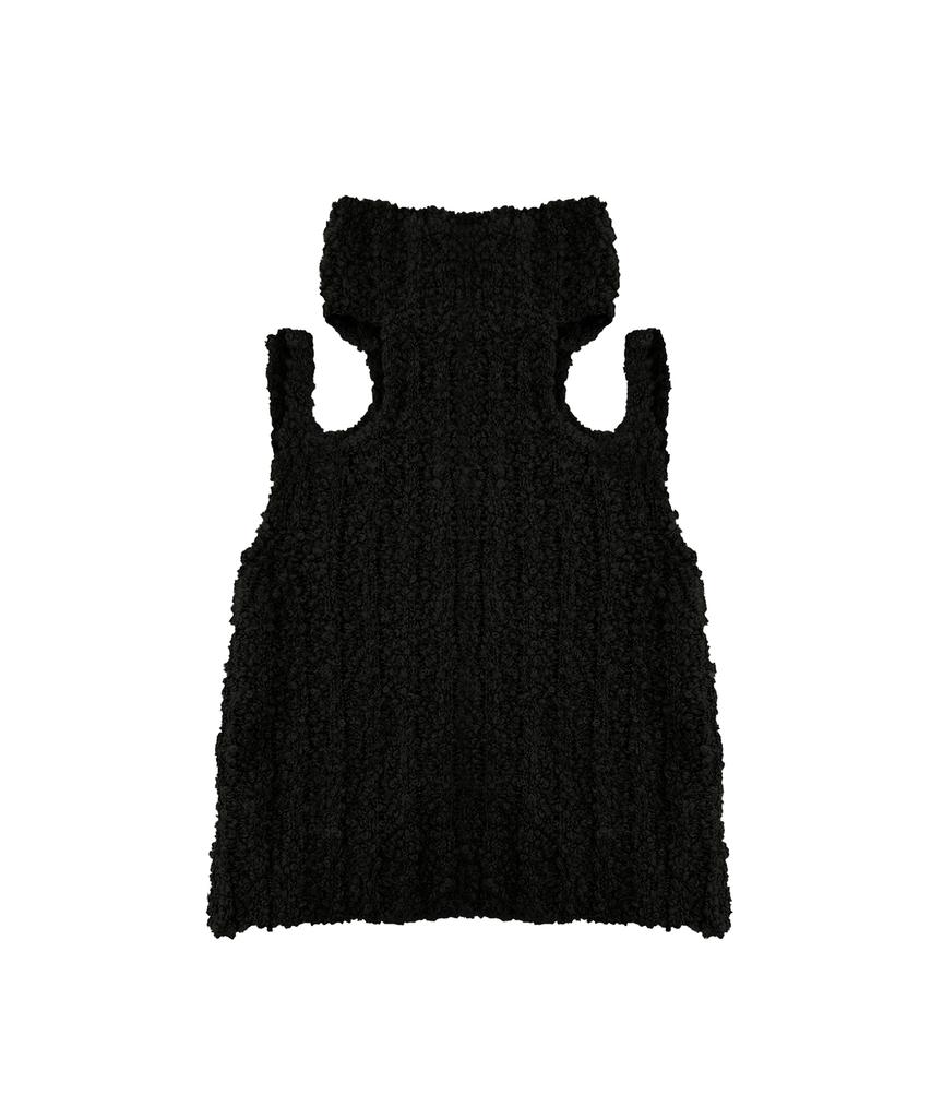 Teulimingbeodeu Shoulder Cutouts Knit Set-Up Bolero&Sleeveless [ Black ]
