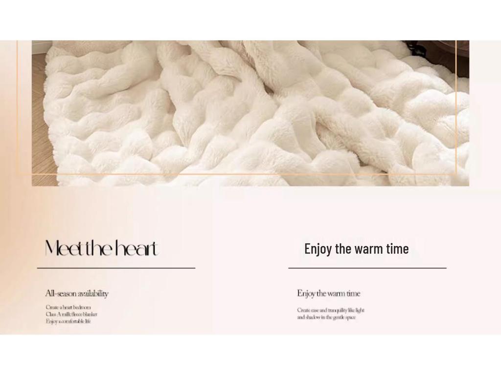 Premium Winter Rabbit Fur Plush Four-Piece Set: Thickened Coral Fleece & Milk Velvet Duvet Cover with Faux Fur Three-Piece Bed Sheet Set.