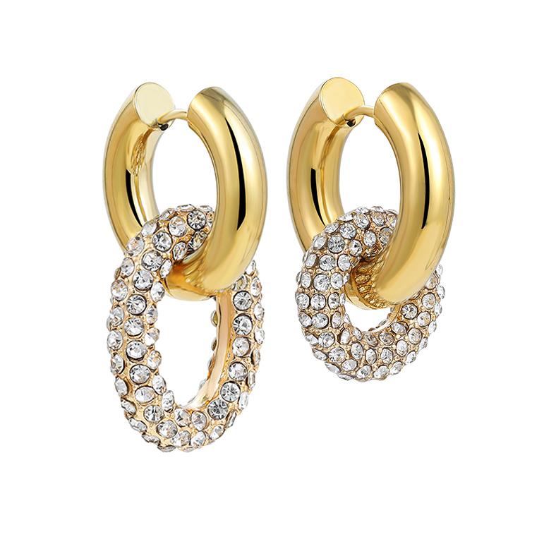 Modische CZ Zirkon Runde Huggie Creolen für Damen Geometrische U-Form Ohr Schnallen Creolen Vergoldeter Edelstahl Schmuck