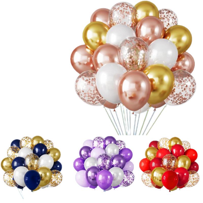 12-Inch Sequin Metallic Latex Balloons, 30pcs - Perfect for Birthday Party Decorations