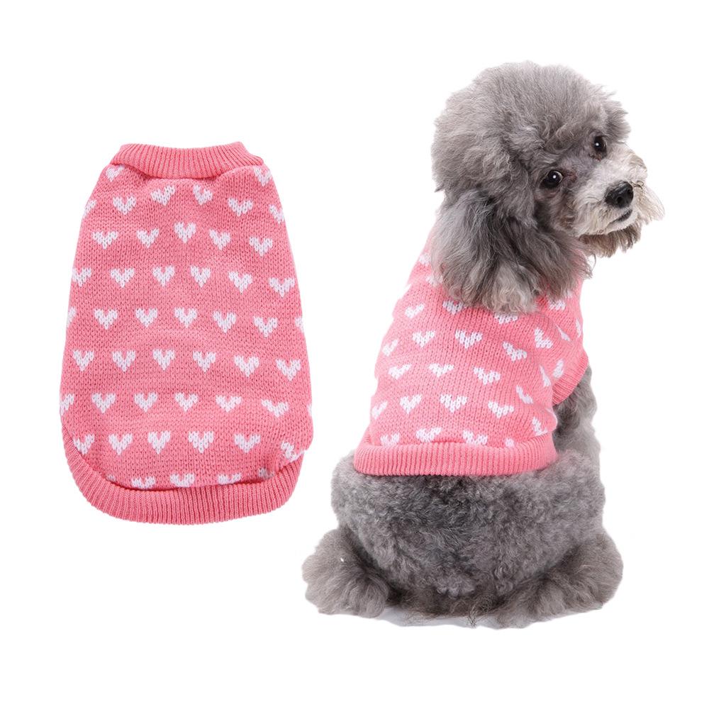 Pet Peach Heart Slim Fit Dog Sweater, Round Neck