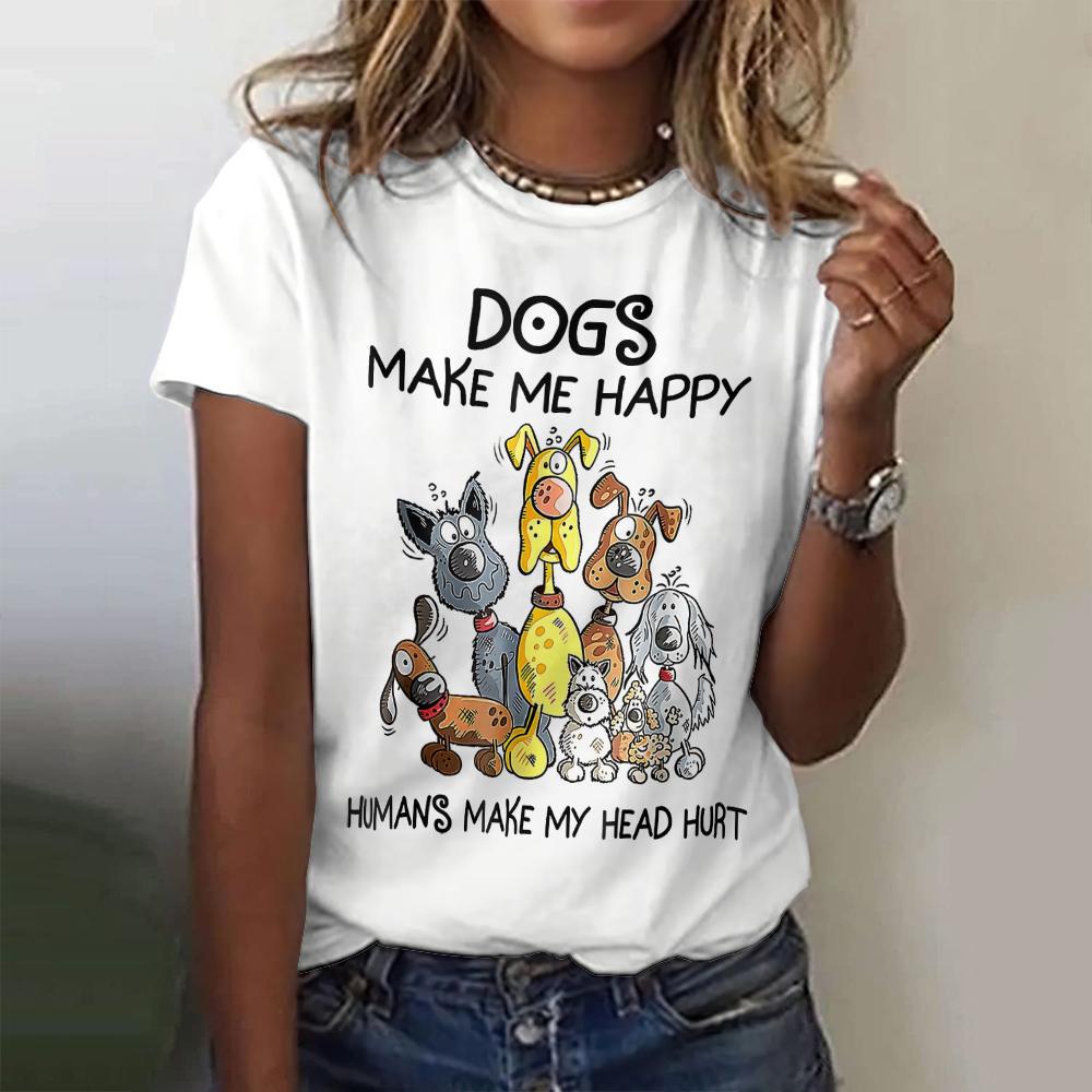 Cute Women's Clothing 3D Cat Women's T-shirt Printed Fashionable Summer Short Sleeved T-shirt