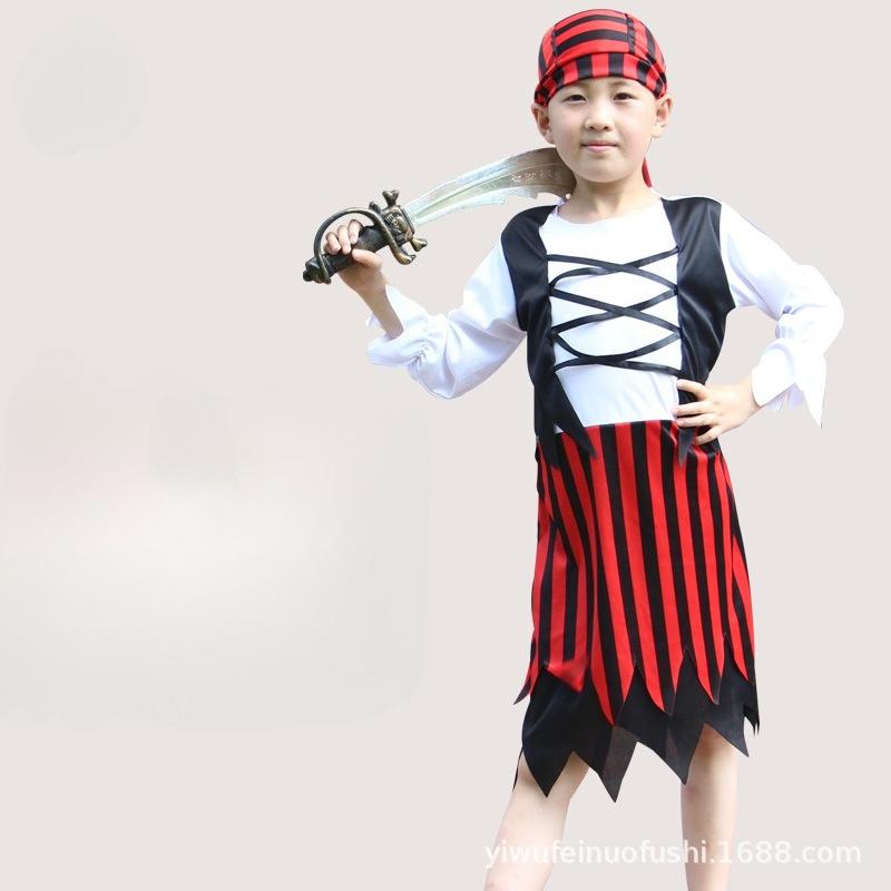 Halloween Cos Costume Children Pirate Clothes Party Costume Caribbean Pirate Captain Jack Dress Up