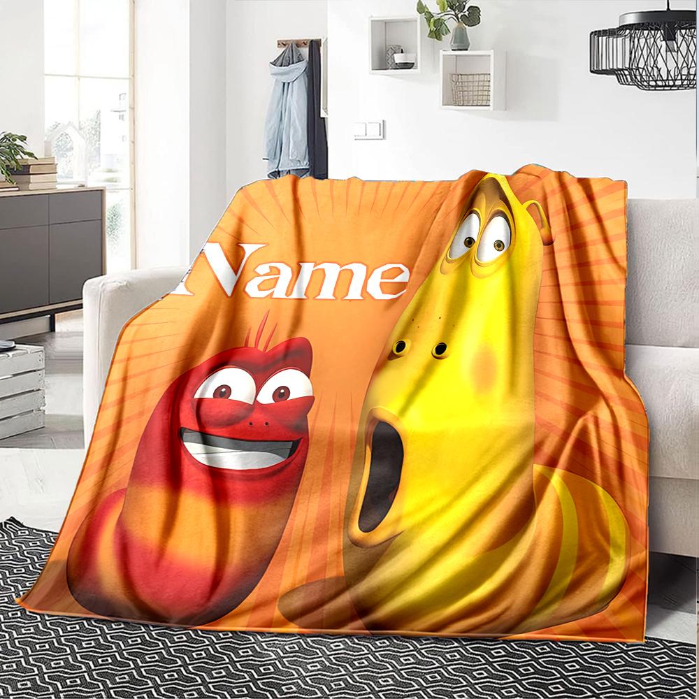 Customiz Name Personality Larva Blanket Soft &Warm Sofa Office Bed Travel Lunch Break Blanket, Gift Suitable All Seasons