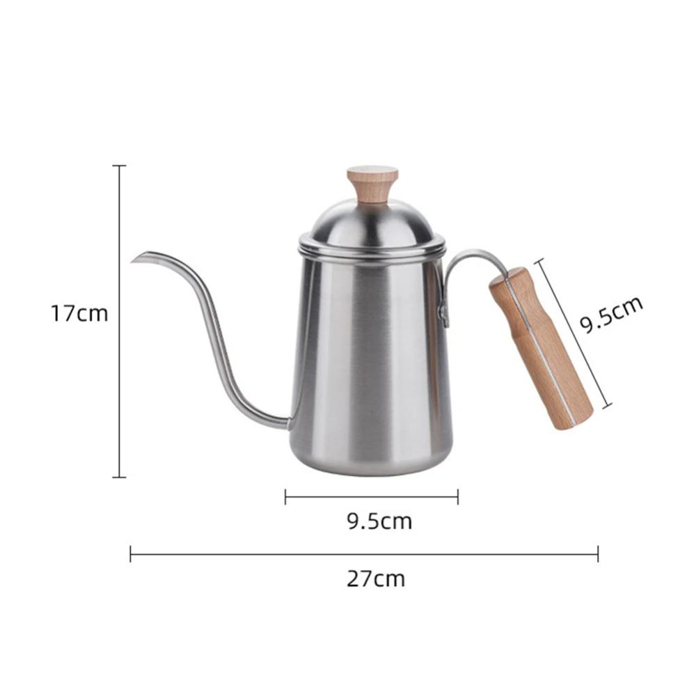 Stainless Steel Hand Brewed Coffee Pot Wood Handle Water Kettle Gooseneck Coffee Kettle Outdoor