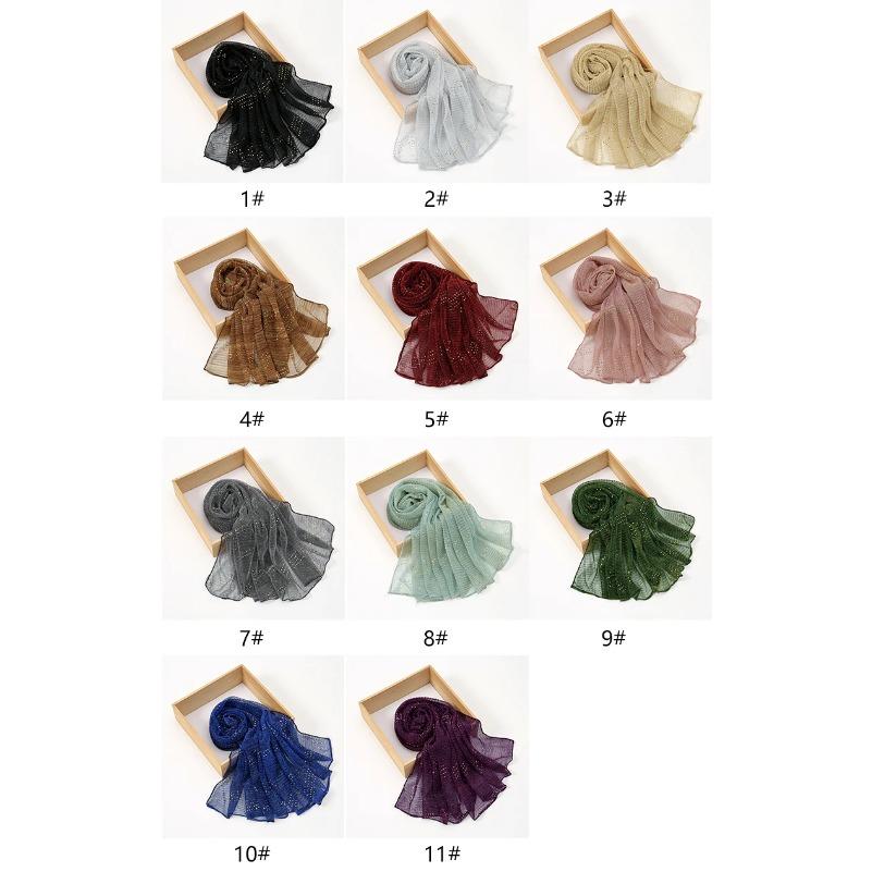Glitter Women Hijabs With Rhinestone Islamic Sequins Long Shawl Head Scarf Female Full Cover Wrap Hijab Plain Muslim Headscarf