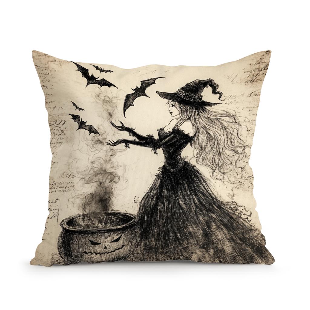 Pumpkin Witch Castle Ghost Pillowcase Printed Polyester 45X45Cm Throw Pillowcover Decorative Sofa Cushion Pillowslip Home Decor