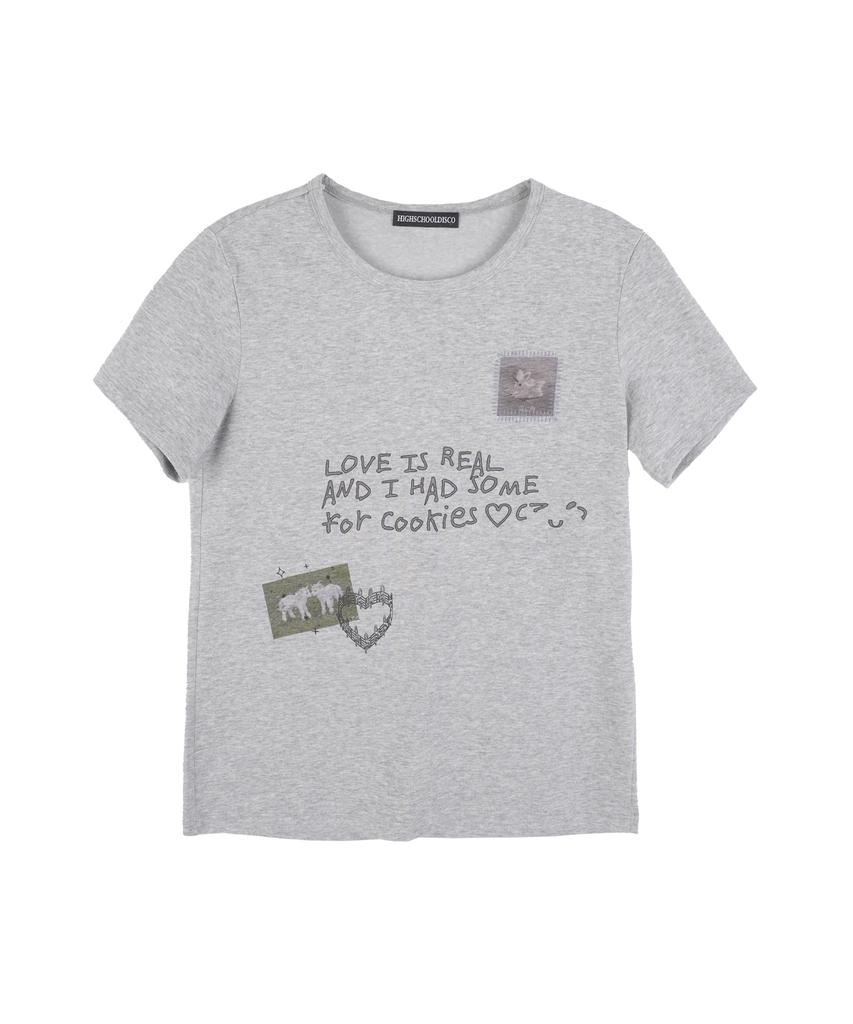 HIGH SCHOOL DISCO Love Is Real Graphic Short Sleeve_Melange Gray