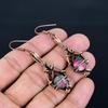 Pink Spiny Oyster 999 Copper Wire Wrapped Earrings, Handmade Gemstone Jewelry Earrings, For Memorial Day