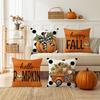 Halloween Pumpkin Letter Printed Cushion Cover Holiday Decoration Sofa Cushion Cover Bedroom Bedside Cushion Cover