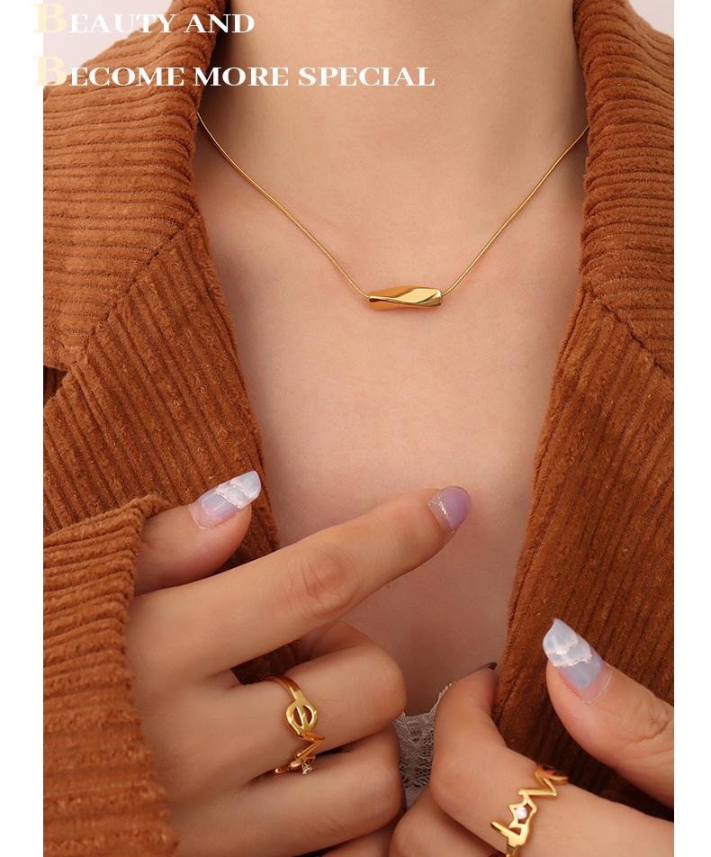 Korean Geometric Twisted Tube Pendant Clavicle Necklace: Non-Fading Gold-Plated Titanium Steel Luxury Jewelry