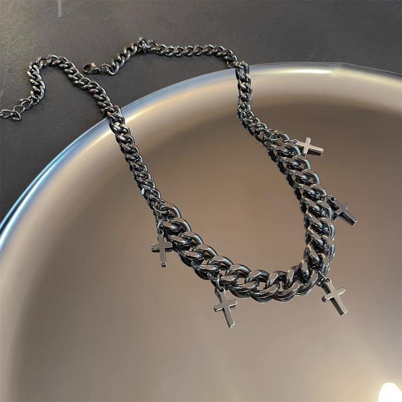 Stainless Steel Cross Pendant Bracelet for Men Women Cuban Chain Punk Hiphop Male Waterproof Jewelry Accessories Gifts Wholesale