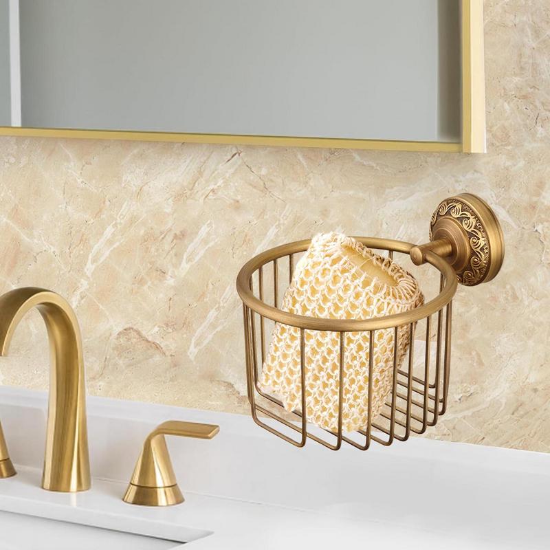 Antique Brass Toilet Paper Holder Wall Mount Toilet Paper Roll Holder Decorative Rustic Bathroom Accessory for Apartment Dorm