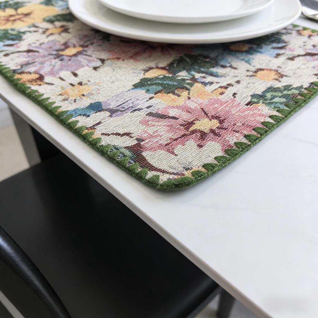 Washable 12x18 Inch Cotton Linen Non-Slip Table Protector Reusable for Home Kitchen Cafe Decor Placemats