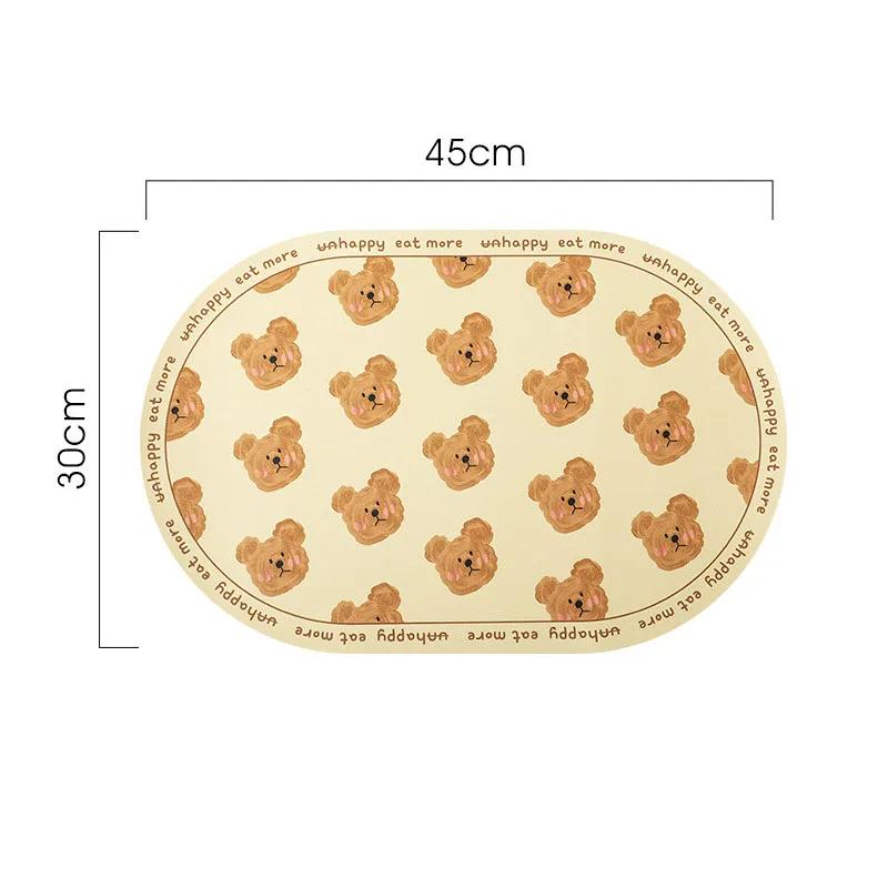 Napperon antidérapant en cuir PU Ours de dessin animé Tapis de table pour aliments Imperméable et résistant à l'huile Napperons isolants Décoration de maison