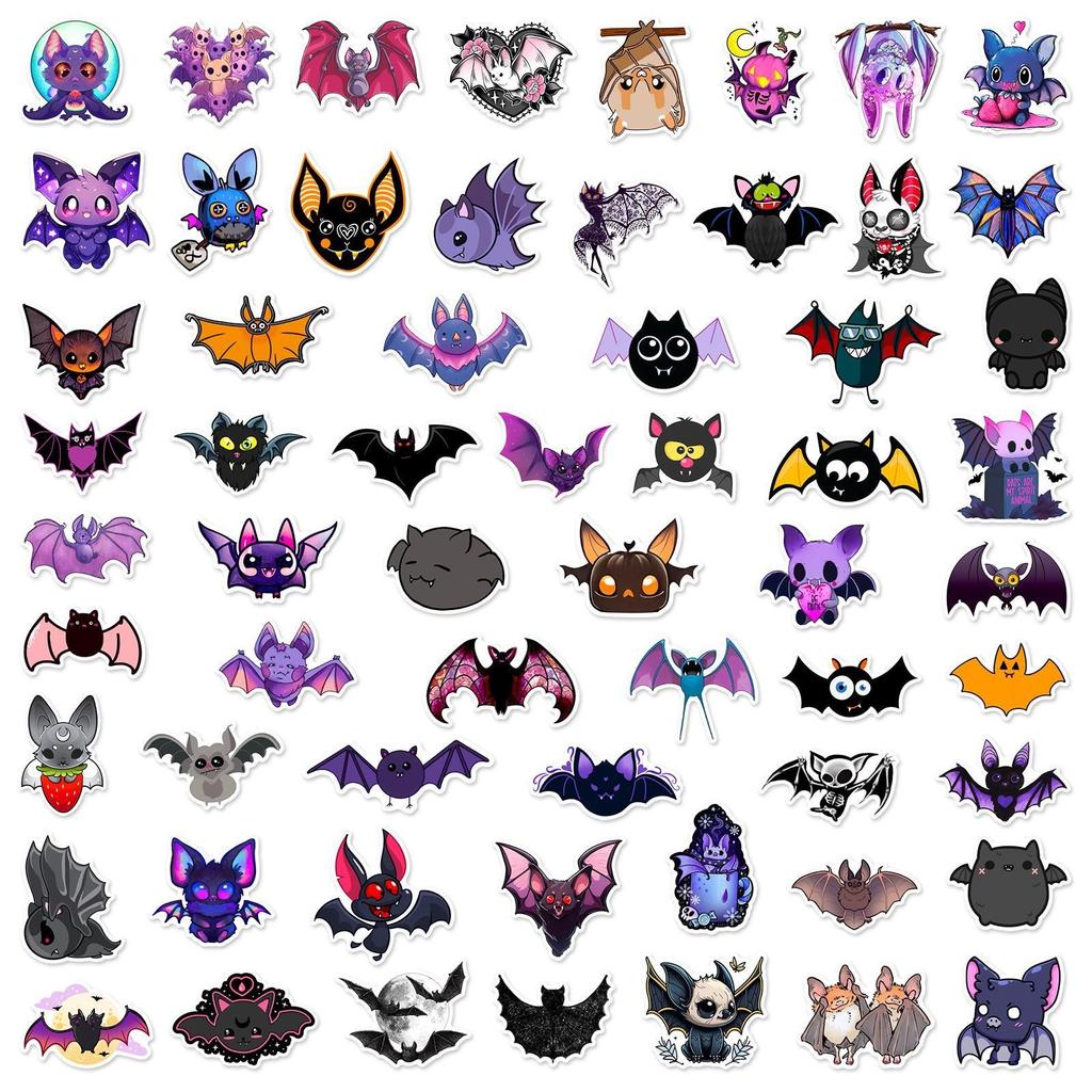 10/60Pcs Cartoon Bat Stickers Cute Animal Graffiti Stickers for DIY Luggage Laptop Skateboard Motorcycle Bicycle Stickers