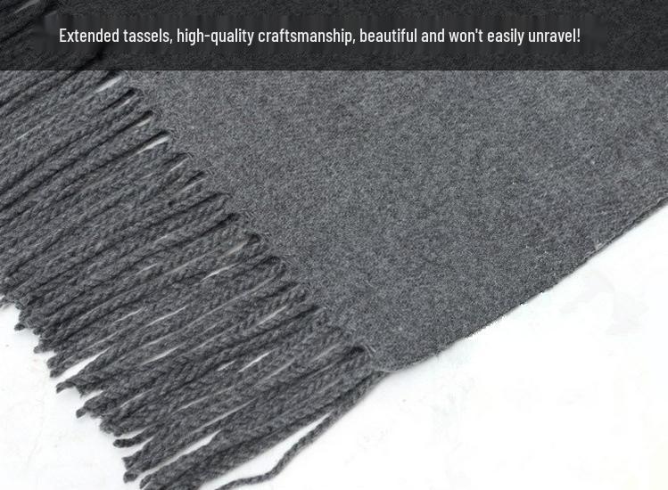 Women's and Men's Thick Warm Cashmere-Like Scarf - Autumn Winter Korean Style with Tassels, Solid Color