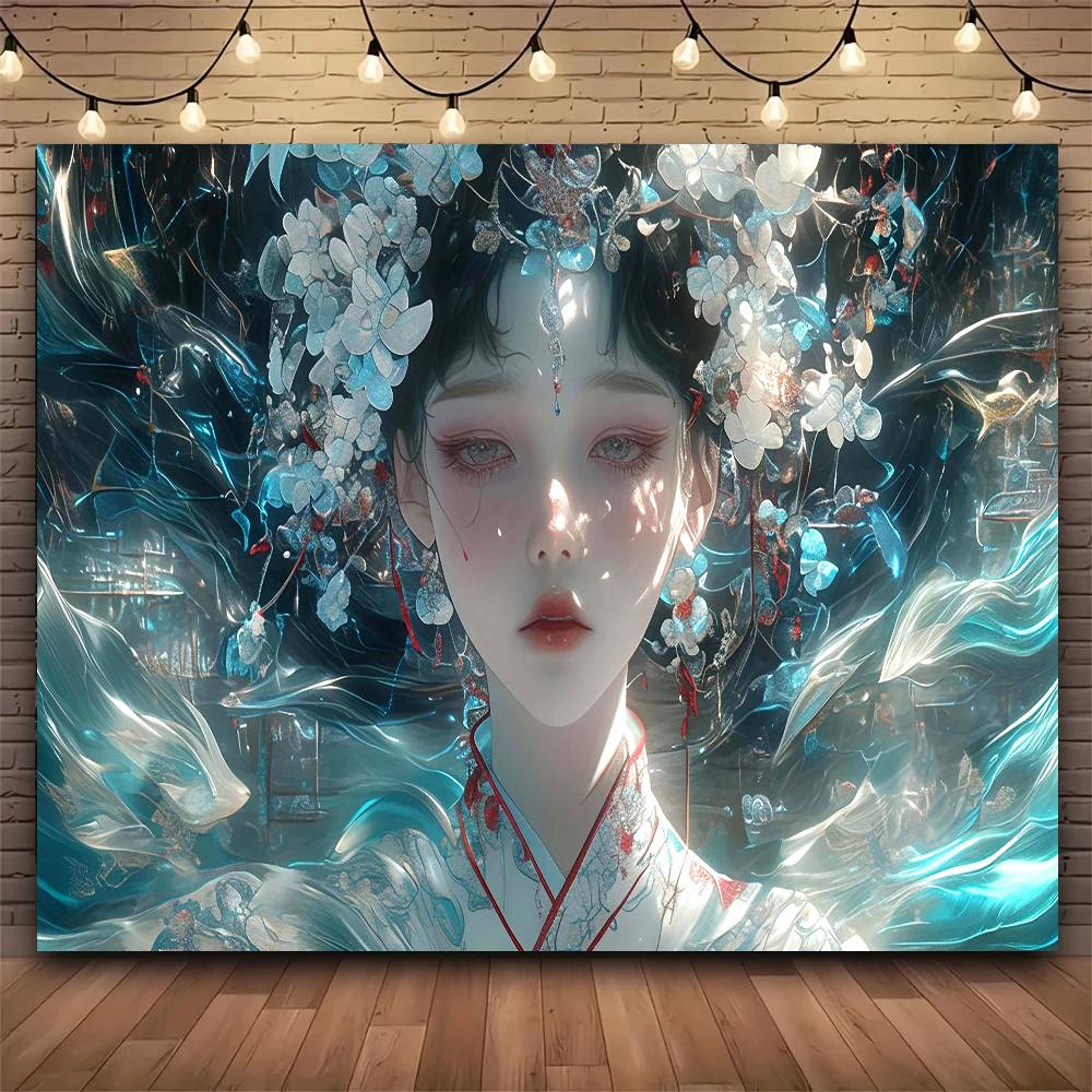 Fashion retro classic Chinese style goddess illustration Tapestry Print Large Tapestry Wall Hanging Wall Tapestry  Decor Living