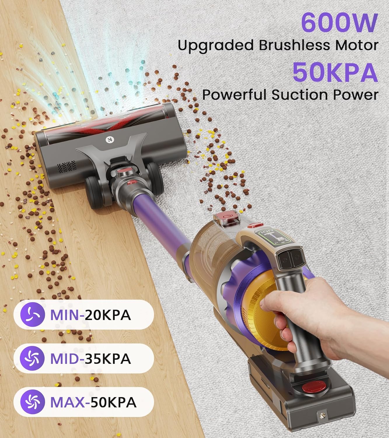 

Corded Vacuum Cleaner 600W 50KPA, 70Min Runtime, Lightweight Anti-Tangle Stick Vacuum for Home, Pet Hair, Carpet, Hard Floor United States