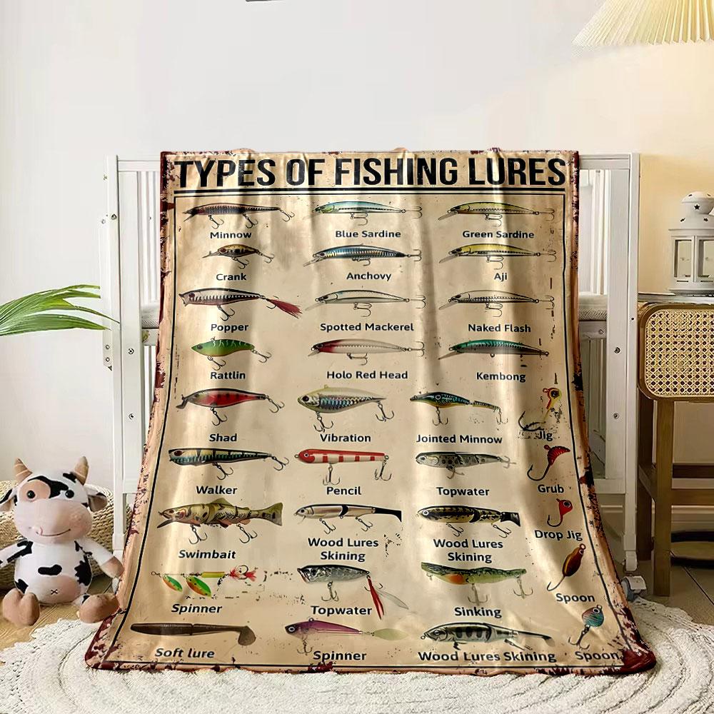 Fishing Lure Guide Blanket bedroom Blanket for Livingroom Couch lunch break Soft throw for Friend's festival Gift