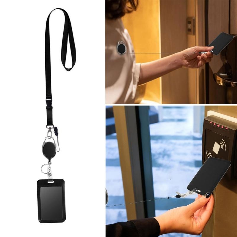 Retractable Lanyard with Card Holder Water Resistant Identity Card Badge Holder with Lanyard Retractable Badge Reel Clip