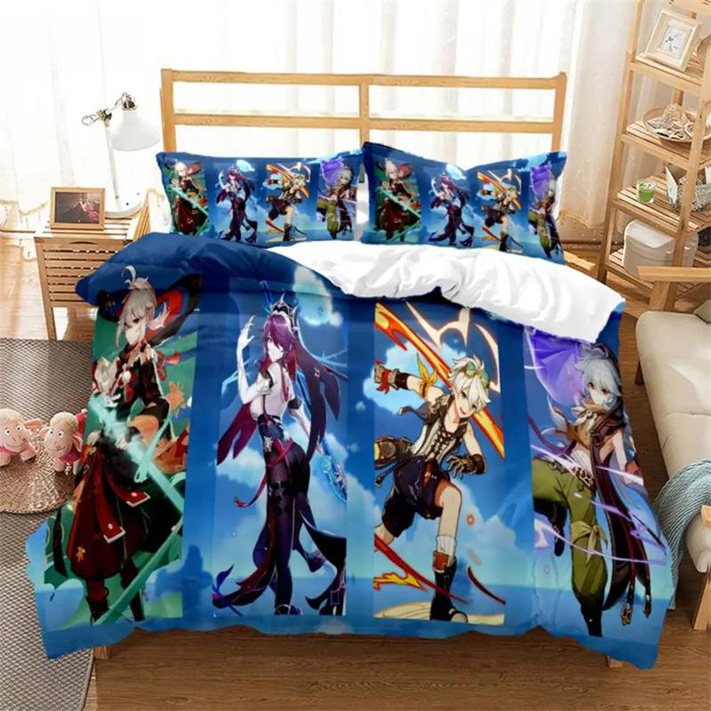 Genshin Impact Animation Cartoon Soft And Comfortable Customizable Comforter Bedding Sets Bedding Set Luxury Quilt Cover