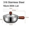 ABFS Single-Person Cooking Stainless Steel Small Pot Bowl Wood Handle Multi-Function Sauce Bowl Fruit Salad Yogurt Bowl
