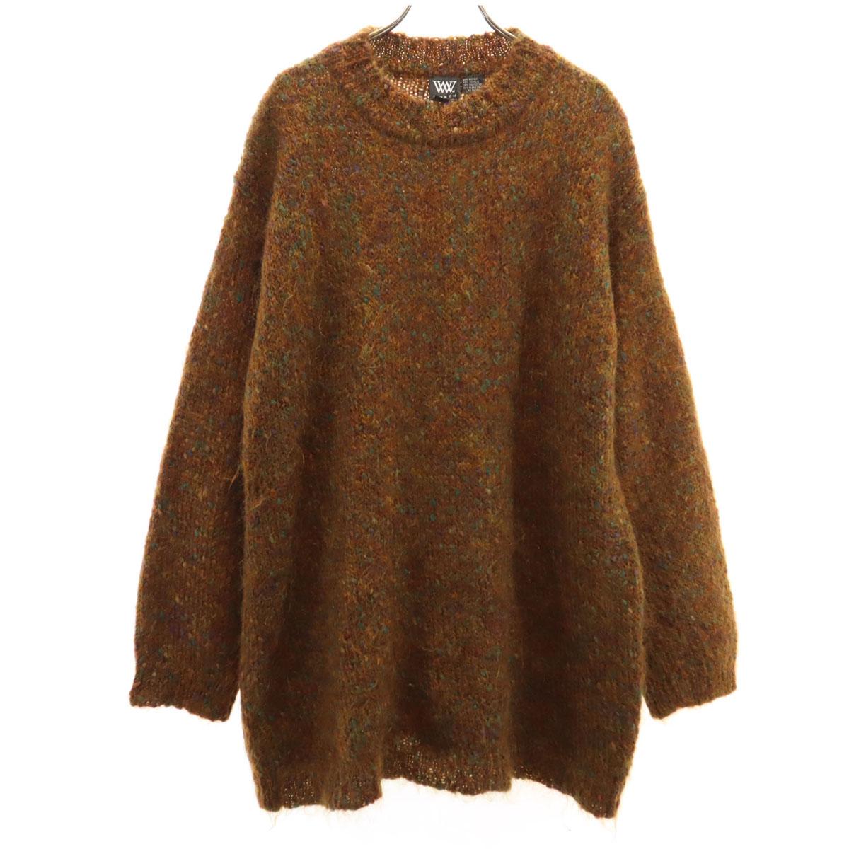 

WORTH 90s Mohair Blend Old Long sleeve sweater M Brown knit Women Used