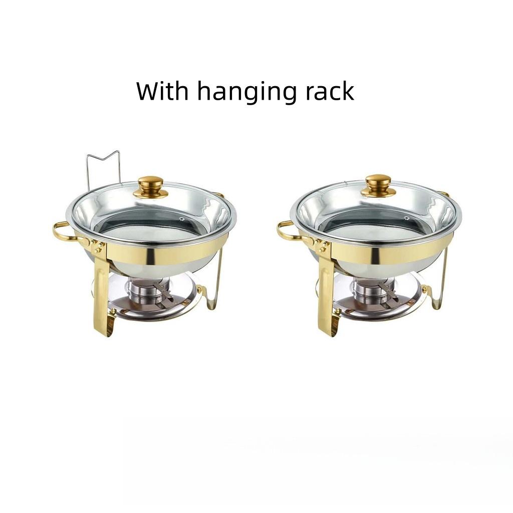Alcohol Stove Large Capacity Circular Gold-plated Insulated Heating Furnace Hotel Restaurant Stainless Steel Buffet Stove