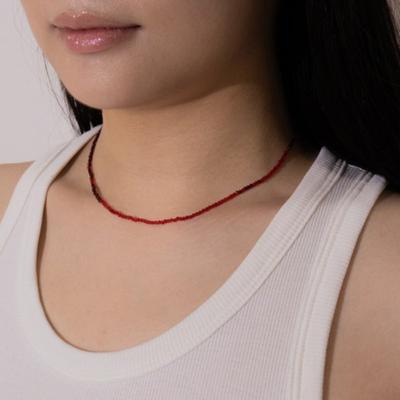 Kiee Oshimu (Zilver 925) Ketting met 101 rode kralen