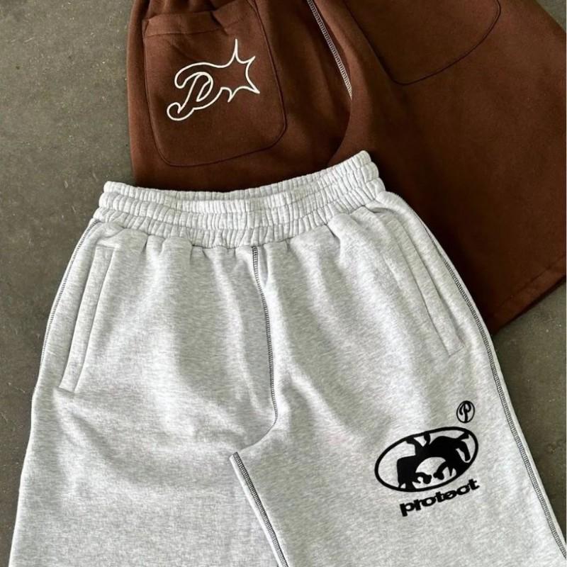 Mens Loose Fit Printed Shorts Streetwear Hip Hop Casual Sporty Short Pants Cotton Blend
