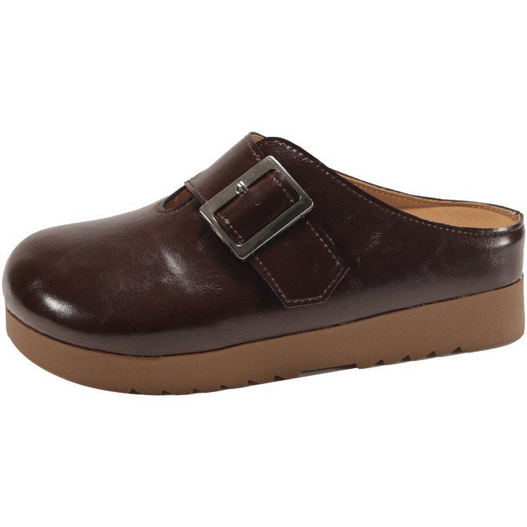 Thick-soled baotou half-towed women wear new muffin versatile in spring and autumn 2025, lazy without heel, little white shoes women