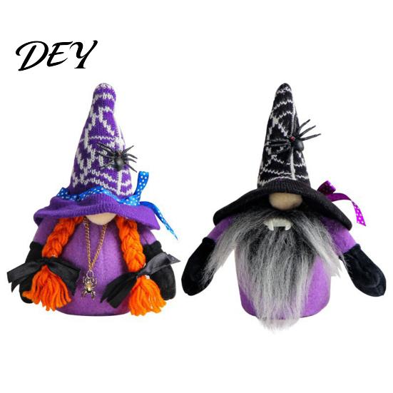 Gnome Sets for Halloween Witch Plush Gnomes, Cute Faceless Dwarf Doll with Decorations Spider Bat, Home Table Office Indoor Party Decor Holiday Window