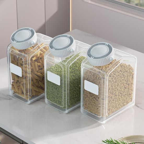 Sealed Food Canister Airtight Food Can with Date Tracker Lid Transparent Grain Storage Can for Beans Pasta Kitchen Pantry Cabinet