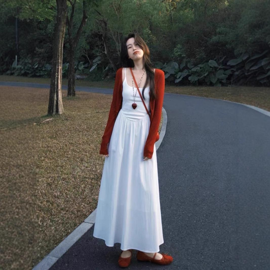 

EEE Women s White Camisole Dress - 2025 New Spring Korean-French Style, High-End Feel Small