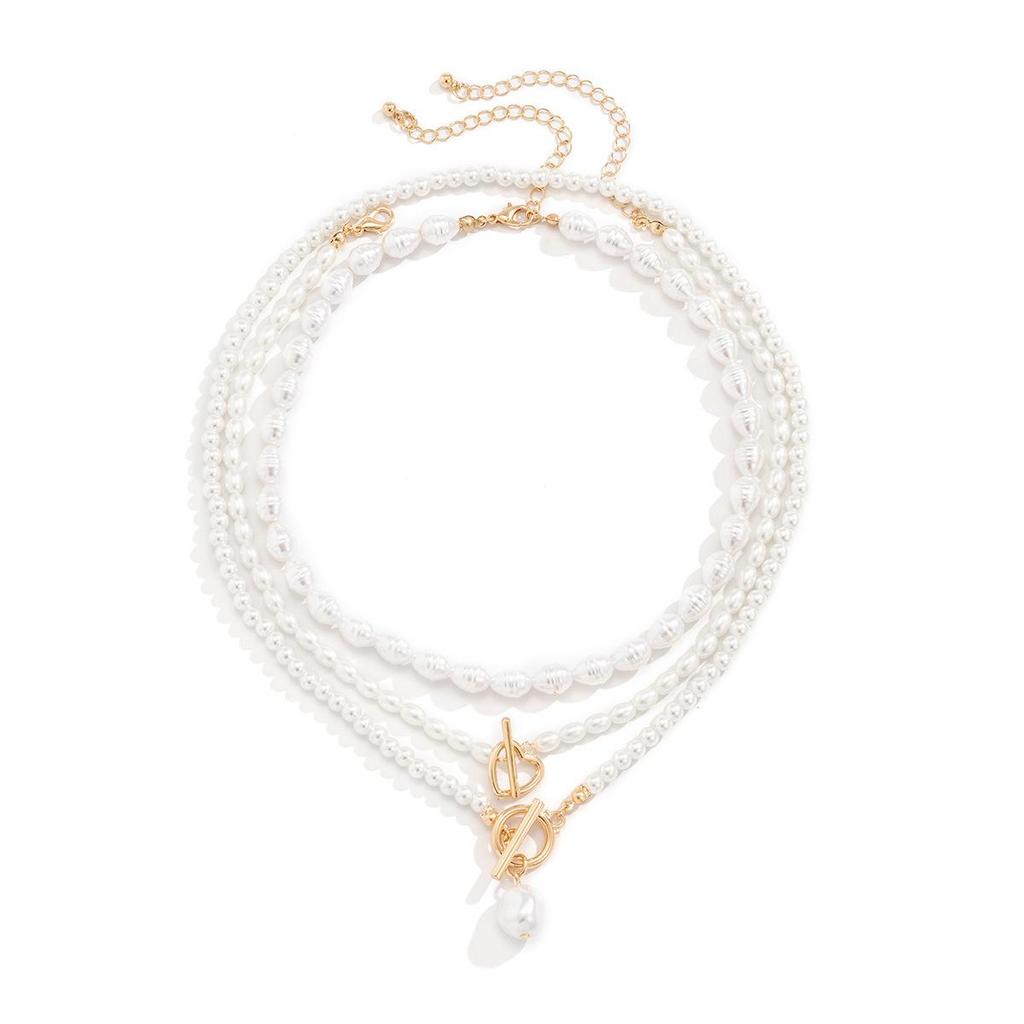 European & American Multi-layer Baroque Pearl Clavicle Necklace Set for Women with OT Buckle and Fashionable Cross-border Jewelry Design